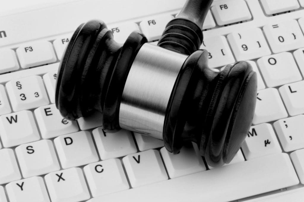 gavel shown on top of a computer keyboard