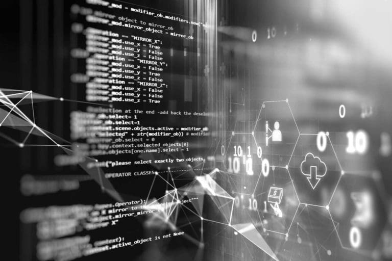 Abstract view of computer code on the screen