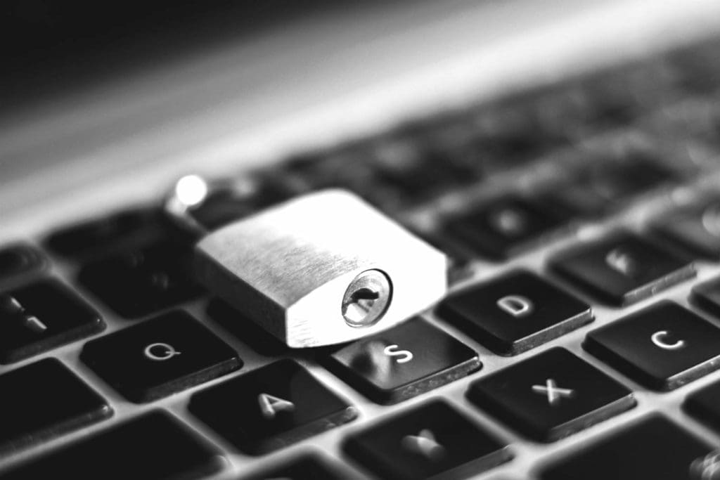 abstract lock on top of a computer keyboard